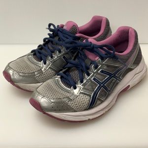 ASICS Gel Contend 4 Women’s sz 7 Sneakers Lace Up Running Athletic Silver Pink